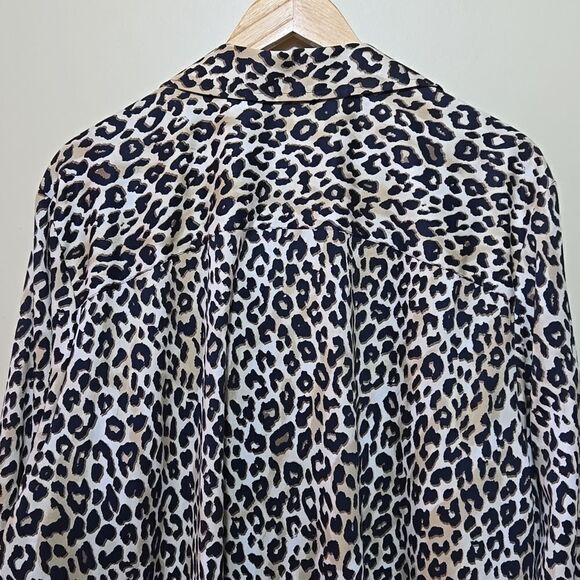 Foxcroft Leopard Print Cotton Button Down Shirt 24W Wrinkle Free No Iron - Picture 9 of 12